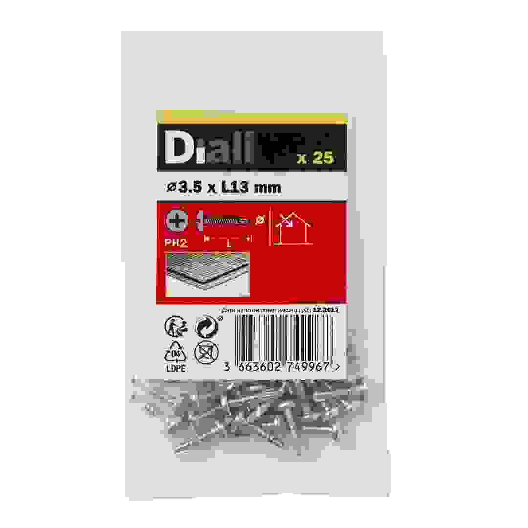 Diall Zinc-Plated Carbon Steel Self Drilling Screw Pack (3.5 x 13 mm, 25 Pc.)