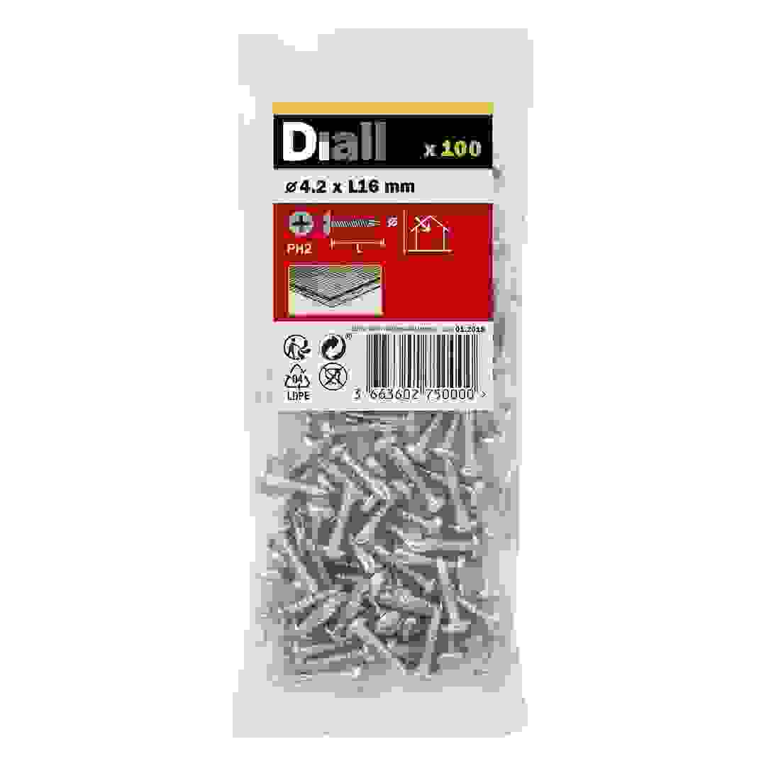 Diall Zinc-Plated Carbon Steel Self Drilling Screw Pack (4.2 x 16 mm, 100 Pc.)