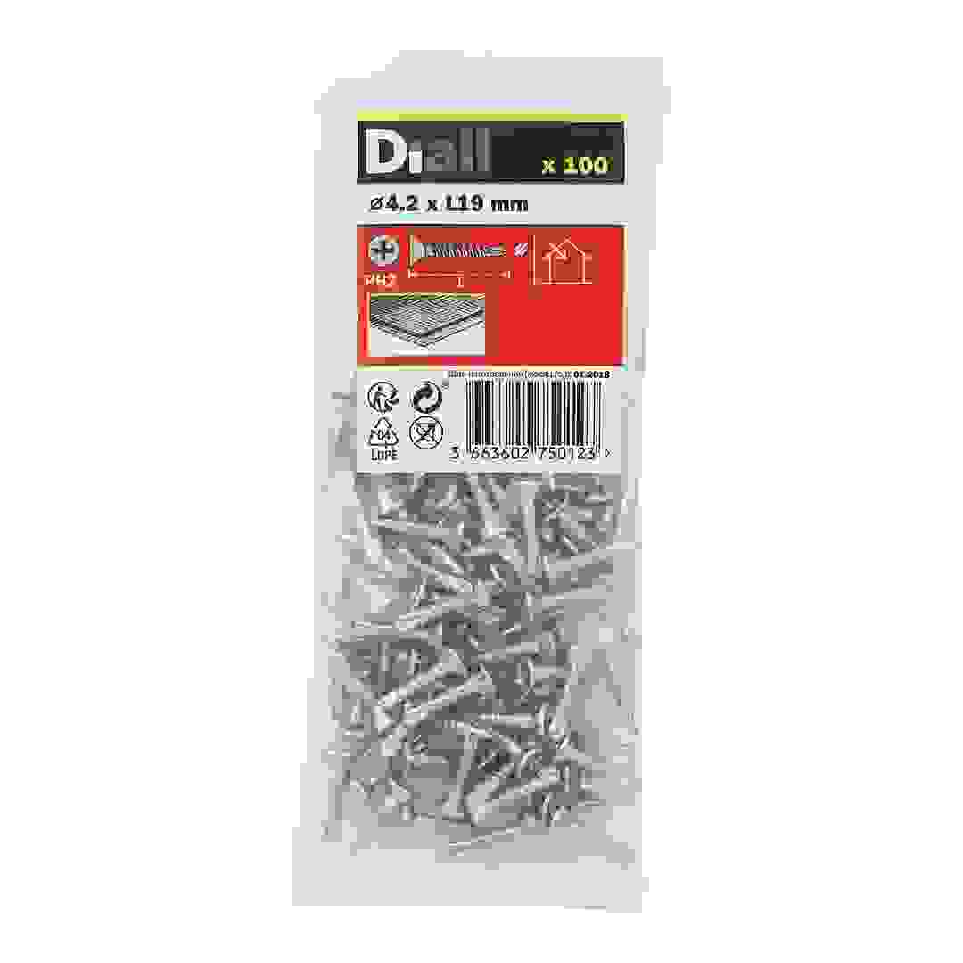 Diall Zinc-Plated Carbon Steel Self Drilling Screw Pack (4.2 x 19 mm, 100 Pc.)