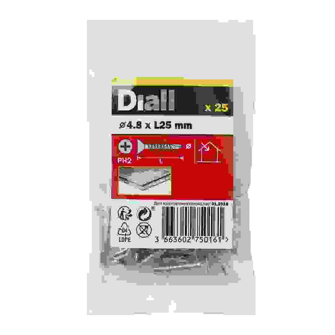 Diall Zinc-Plated Carbon Steel Self Drilling Screw Pack (4.8 x 25 mm, 25 Pc.)