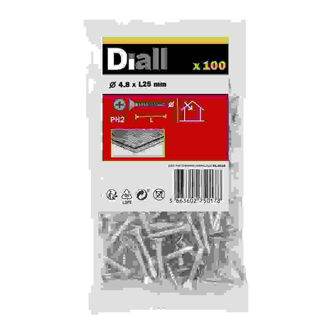 Diall Zinc-Plated Carbon Steel Self Drilling Screw Pack (4.8 x 25 mm, 100 Pc.)