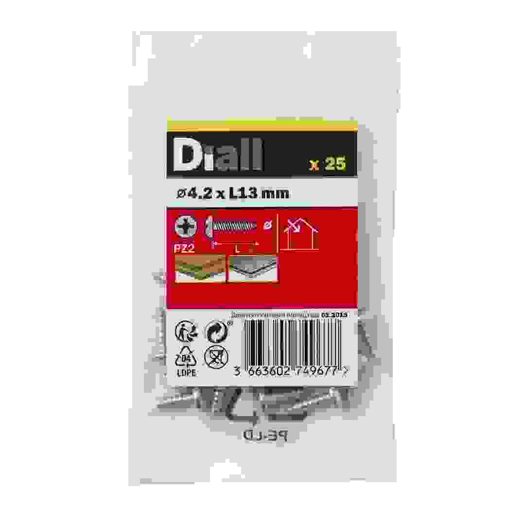 مجموعة براغي ذاتية اللولبة فولاذ كربوني مطلي بالزنك ديال (4.2 × 13 مم، 25 قطعة)