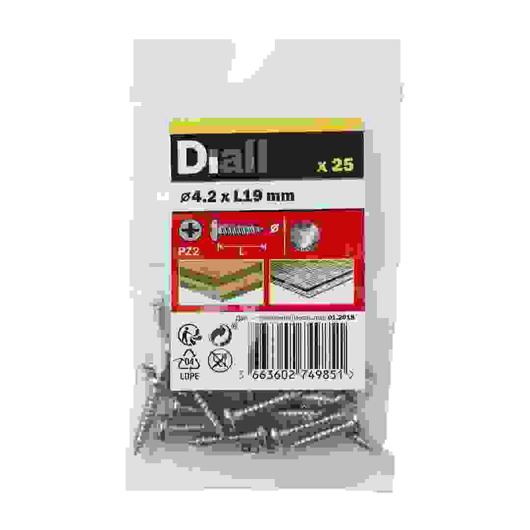 مجموعة براغي ذاتية اللولبة ستانلس ستيل ديال (4.2 × 19مم، 25 قطعة)
