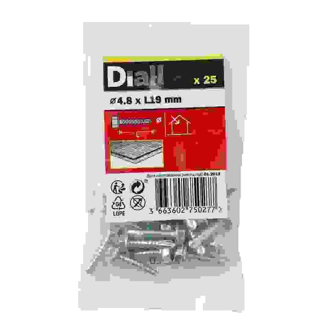 Diall Zinc-Plated Carbon Steel Drilling Hex Screw Pack (4.8 x 19 mm, 25 Pc.)