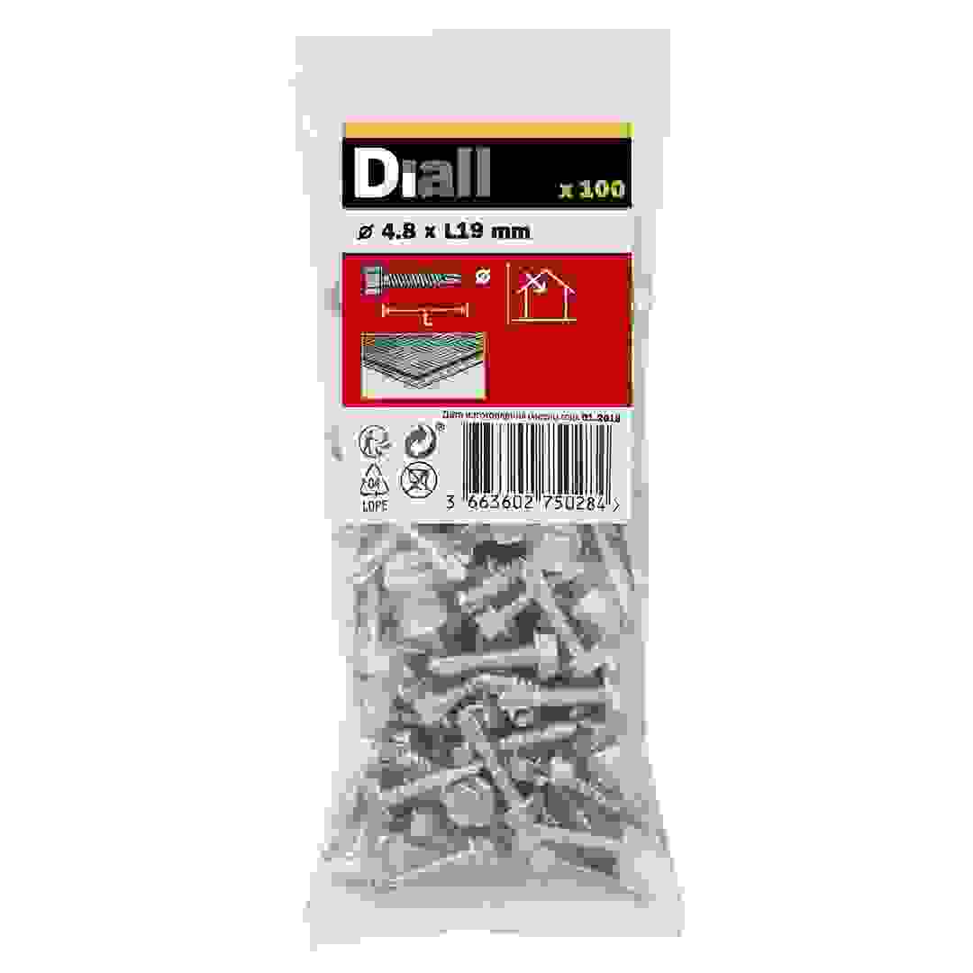 Diall Zinc-Plated Carbon Steel Drilling Hex Screw Pack (4.8 x 19 mm, 100 Pc.)