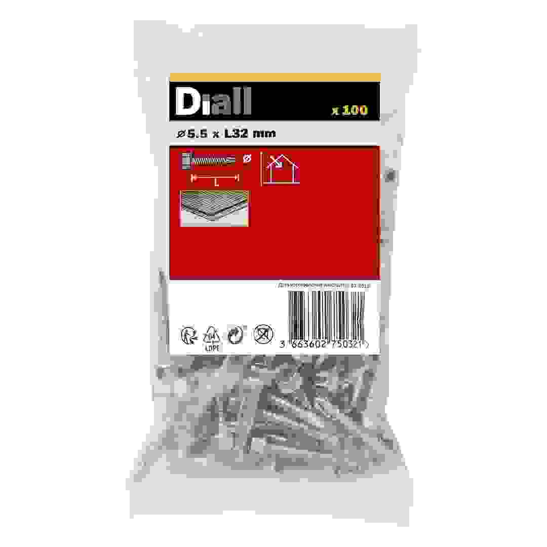 Diall Zinc-Plated Carbon Steel Drilling Hex Screw Pack (5.5 x 32 mm, 100 Pc.)