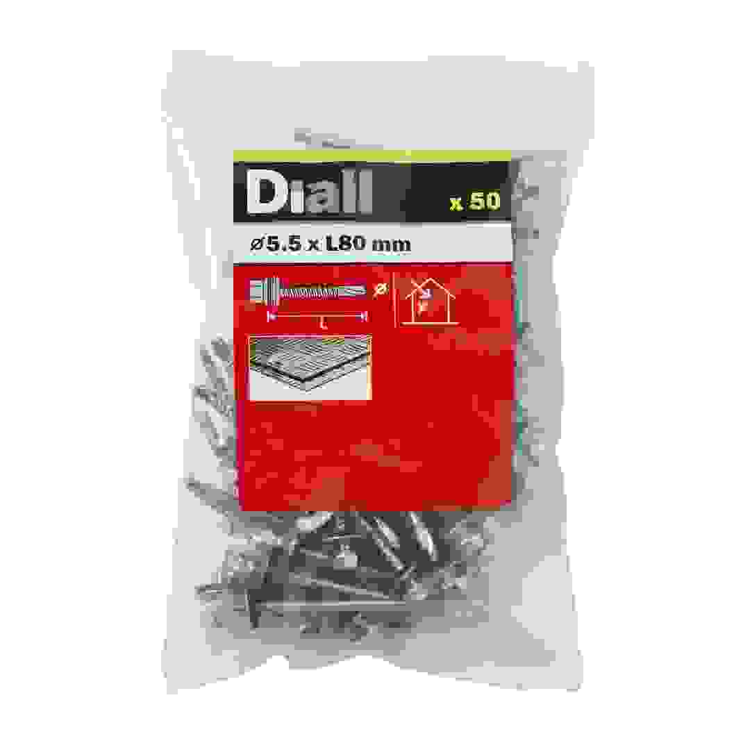 Diall Zinc-Plated Carbon Steel Roofing Screw Pack (5.5 x 80 mm, 50 Pc.)