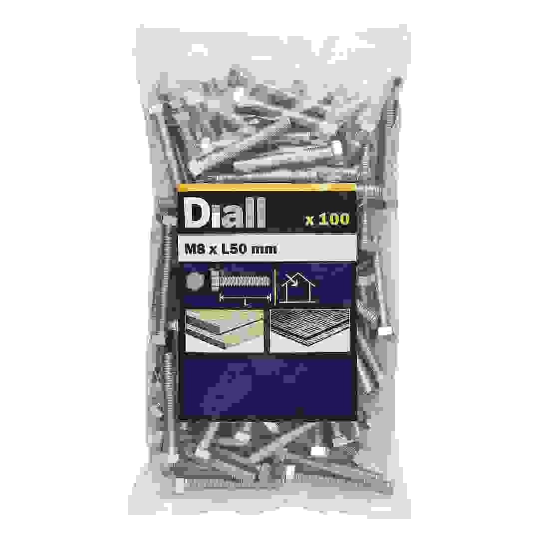 Diall Zinc-Plated Carbon Steel Hex Bolt Pack (M8 x 50 mm, 100 Pc.)