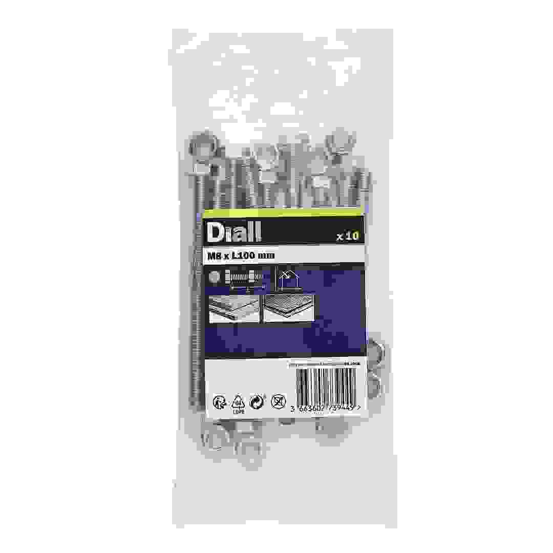 Diall Zinc-Plated Carbon Steel Hex Nut & Bolt Pack (M8 x 100 mm, 10 Pc.)