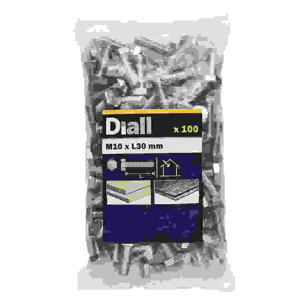 Diall M10 Hex Carbon Steel Bolt & Nut (30 mm, 100 Pc.)