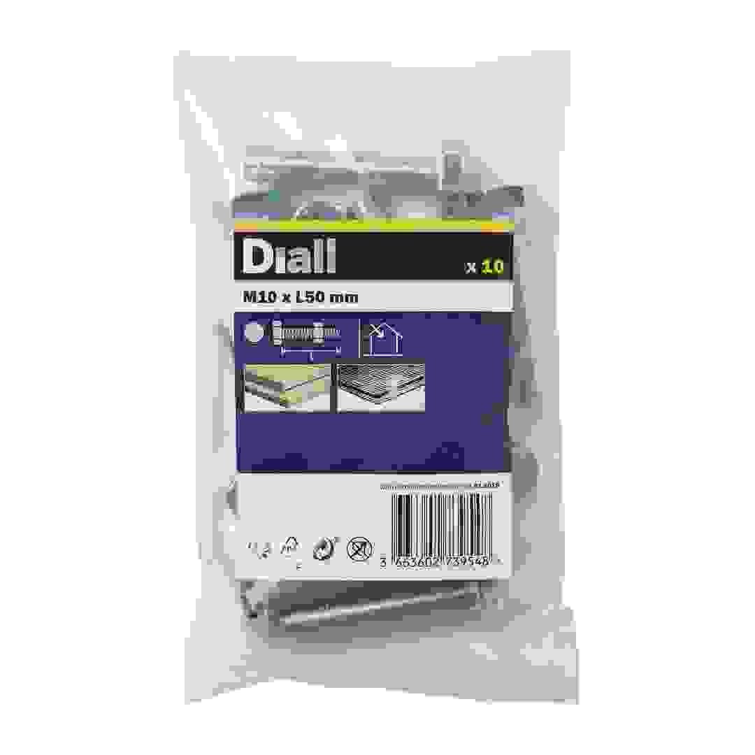 Diall M10 Hex Carbon Steel Bolt & Nut (50 mm, 10 Pc.)
