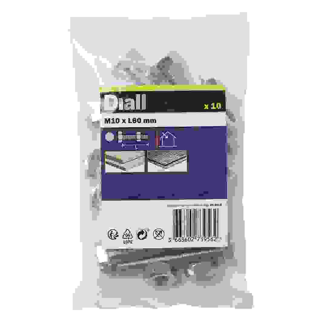 براغي وصواميل M10 سداسية من الفولاذ الكربوني ديال (60 ملم، 10 قطعة)