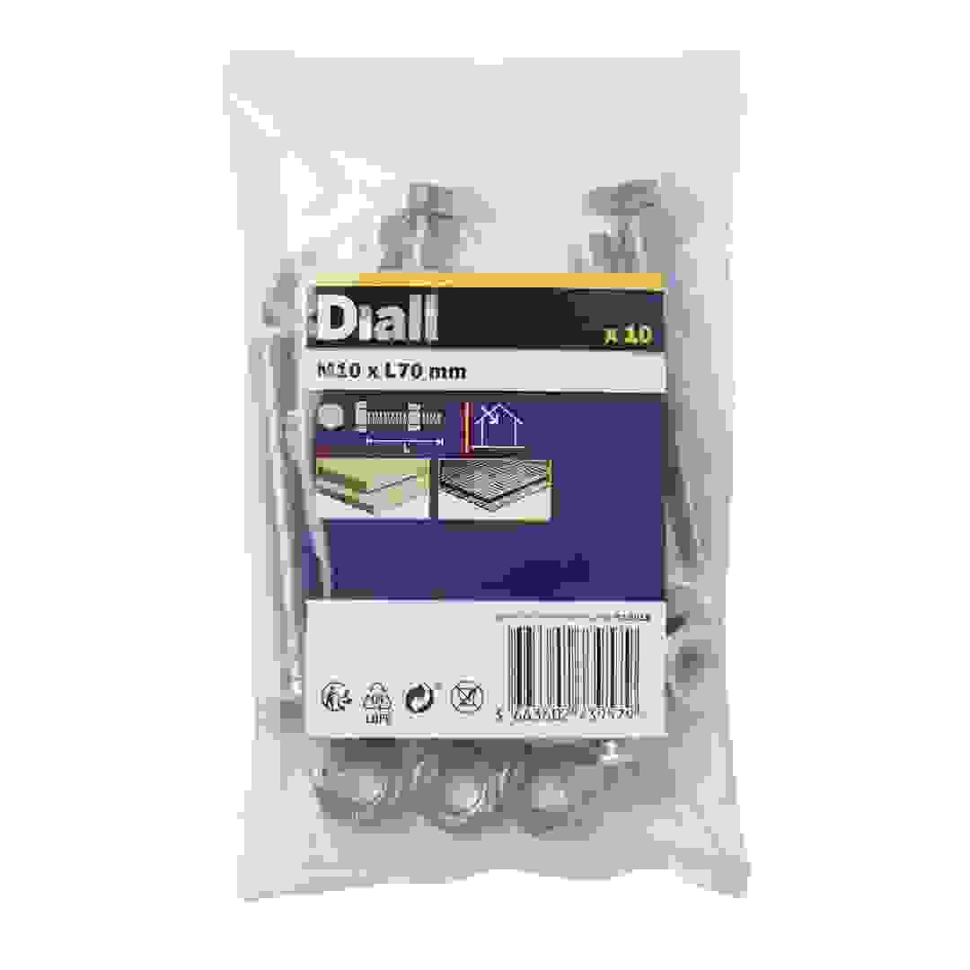 Diall M10 Hex Carbon Steel Bolt & Nut (70 mm, 10 Pc.)