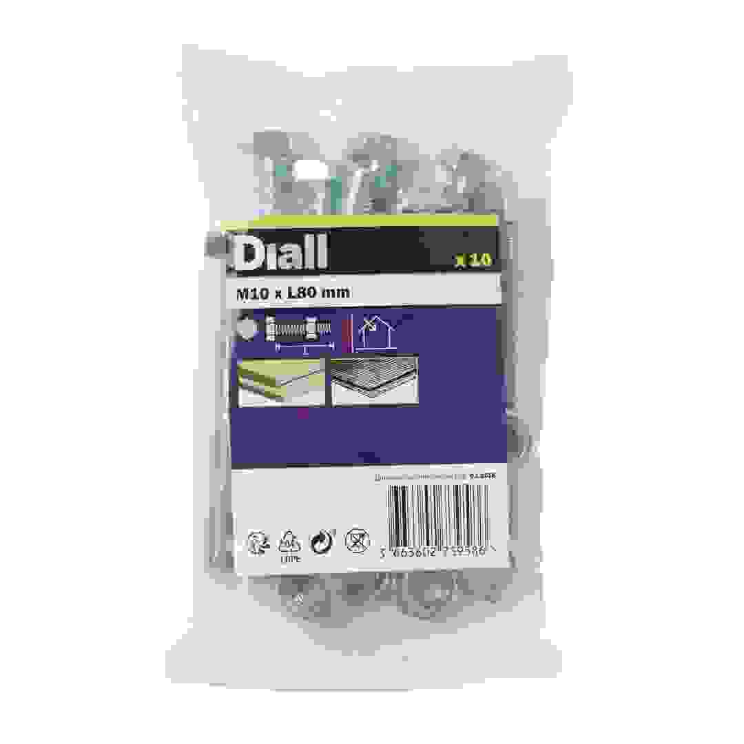 براغي وصواميل M10 سداسية من الفولاذ الكربوني ديال (80 ملم، 10 قطع)