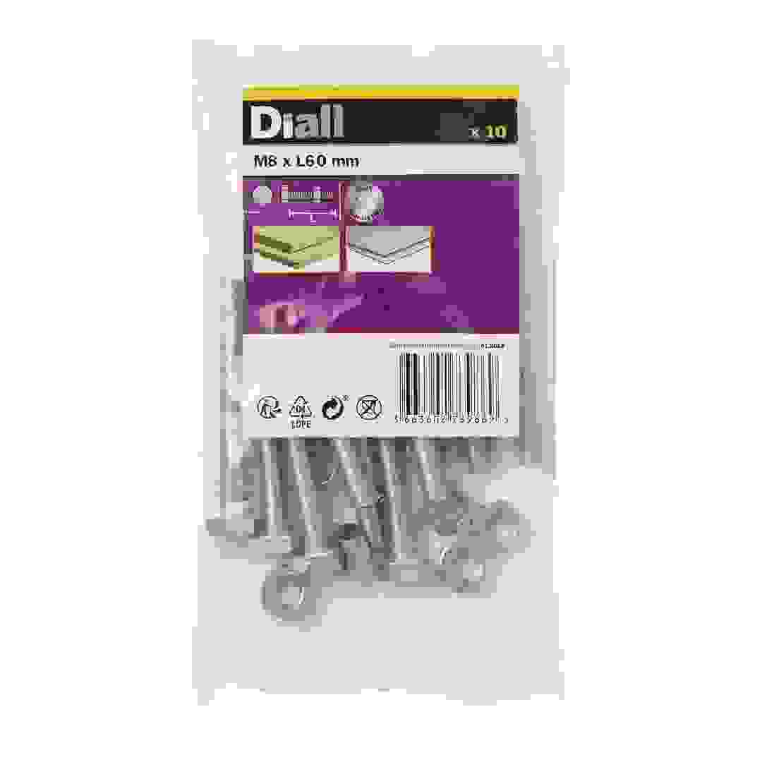 Diall M8 Hex Stainless Steel Bolt & Nut (60 mm, 10 Pc.)