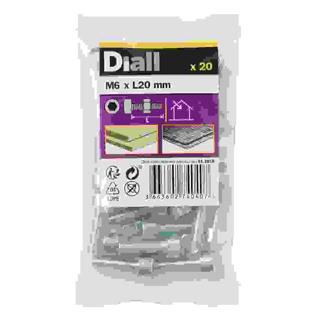 Diall M5 Cylindrical Carbon Steel Set Screw & Nut (20 mm, 20 Pc.)