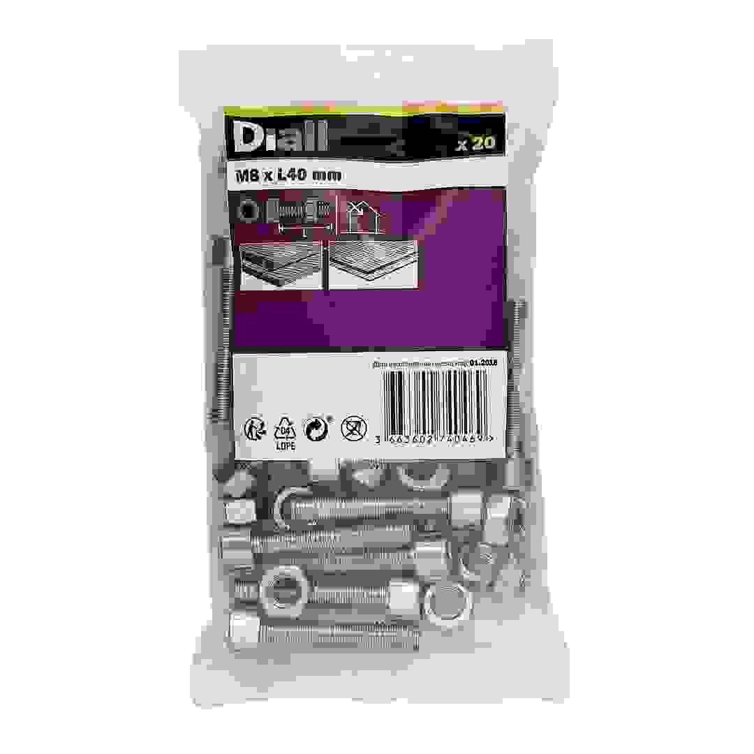 براغي وصواميل M8 أسطوانية من الفولاذ الكربوني ديال (40 ملم، 20 قطع)