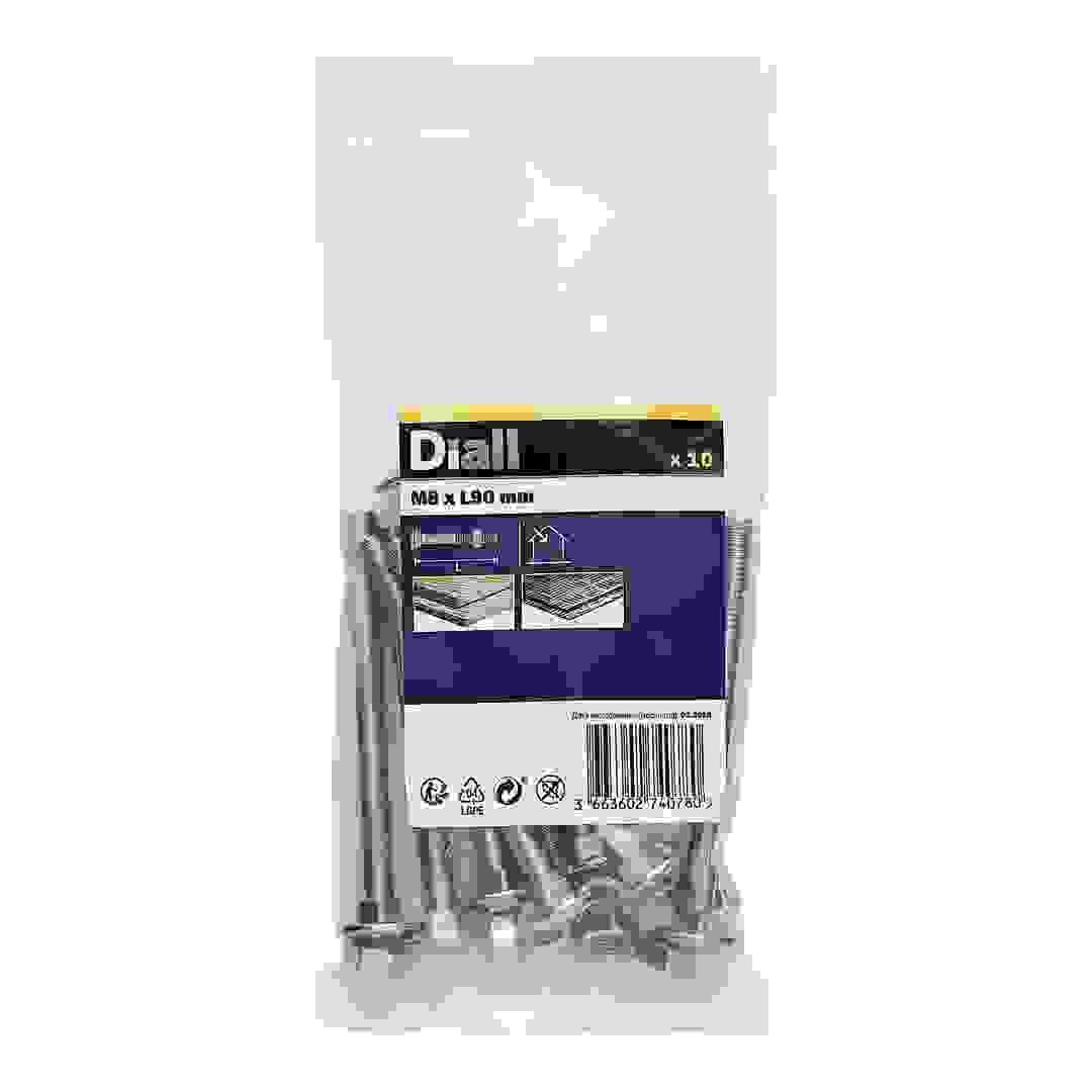 Diall Zinc-Plated Carbon Steel Square Coach Nut & Bolt Pack (M8 x 90 mm, 10 Pc.)