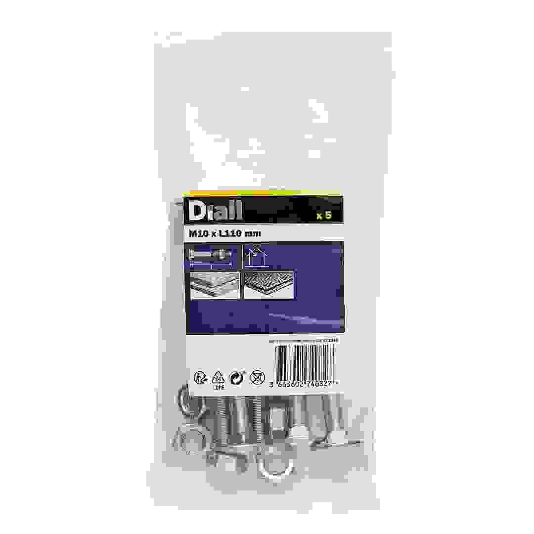 Diall Zinc-Plated Carbon Steel Square Coach Nut & Bolt Pack (M10 x 110 mm, 5 Pc.)