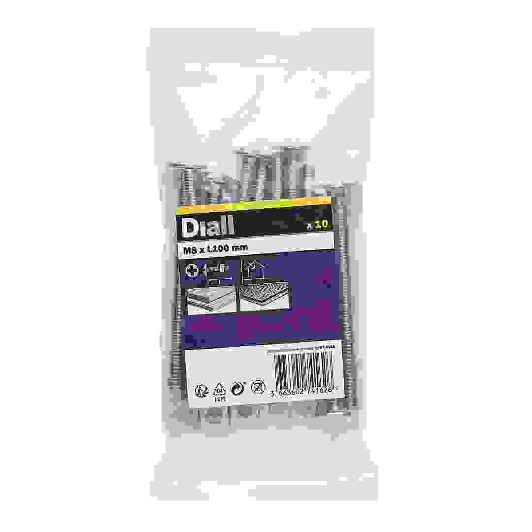 Diall Zinc-Plated Carbon Steel Roofing Square Nut & Bolt Pack (M8 x 100 mm, 10 Pc.)