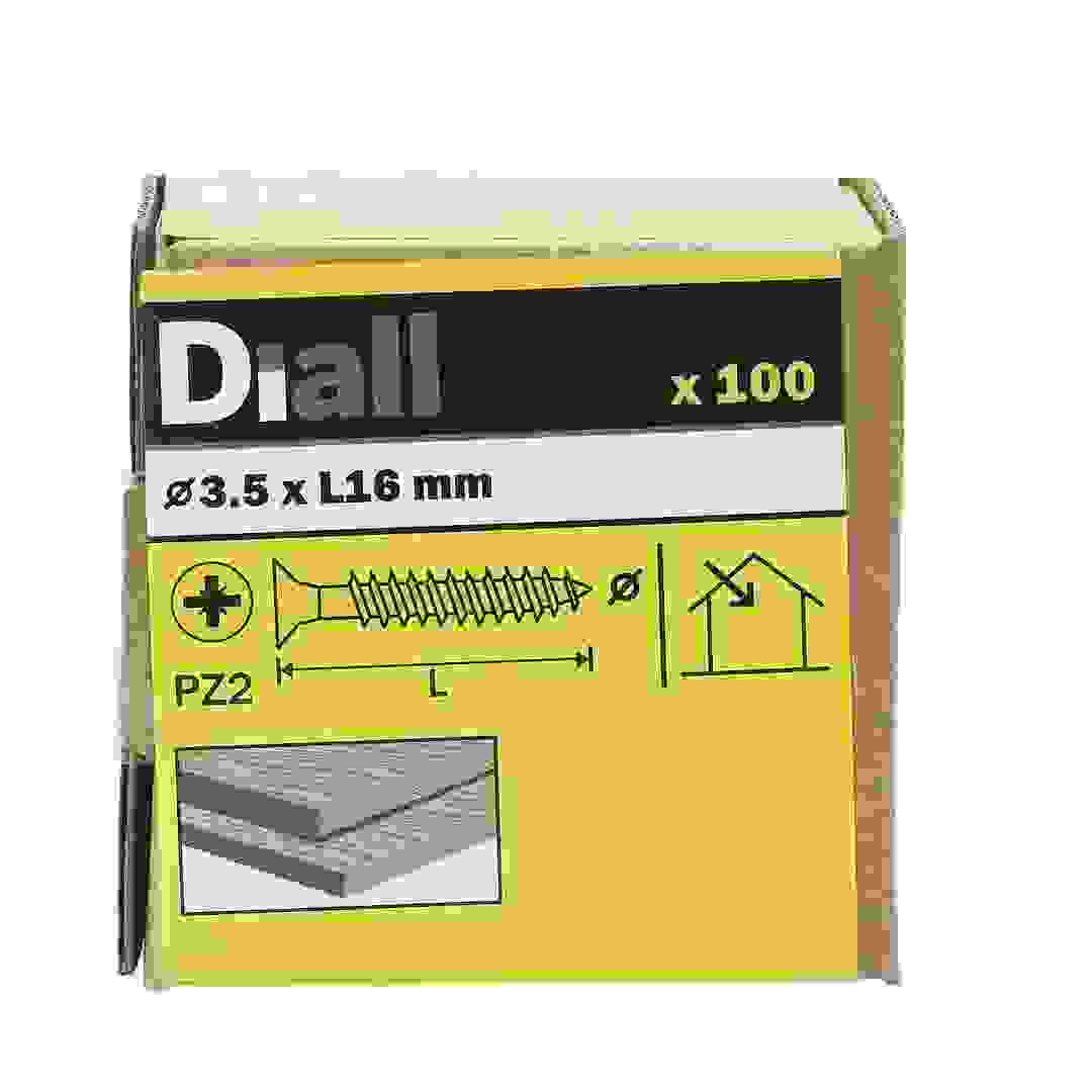 Diall Zinc-Plated Carbon Steel Wood Screw Pack (3.5 x 16 mm, 100 Pc.)