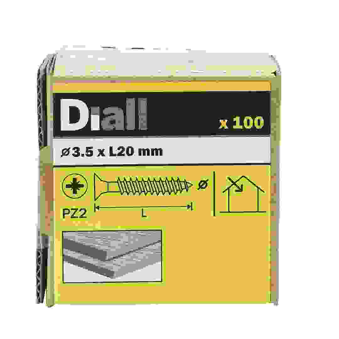 Diall Zinc-Plated Carbon Steel Wood Screw Pack (3.5 x 20 mm, 100 Pc.)