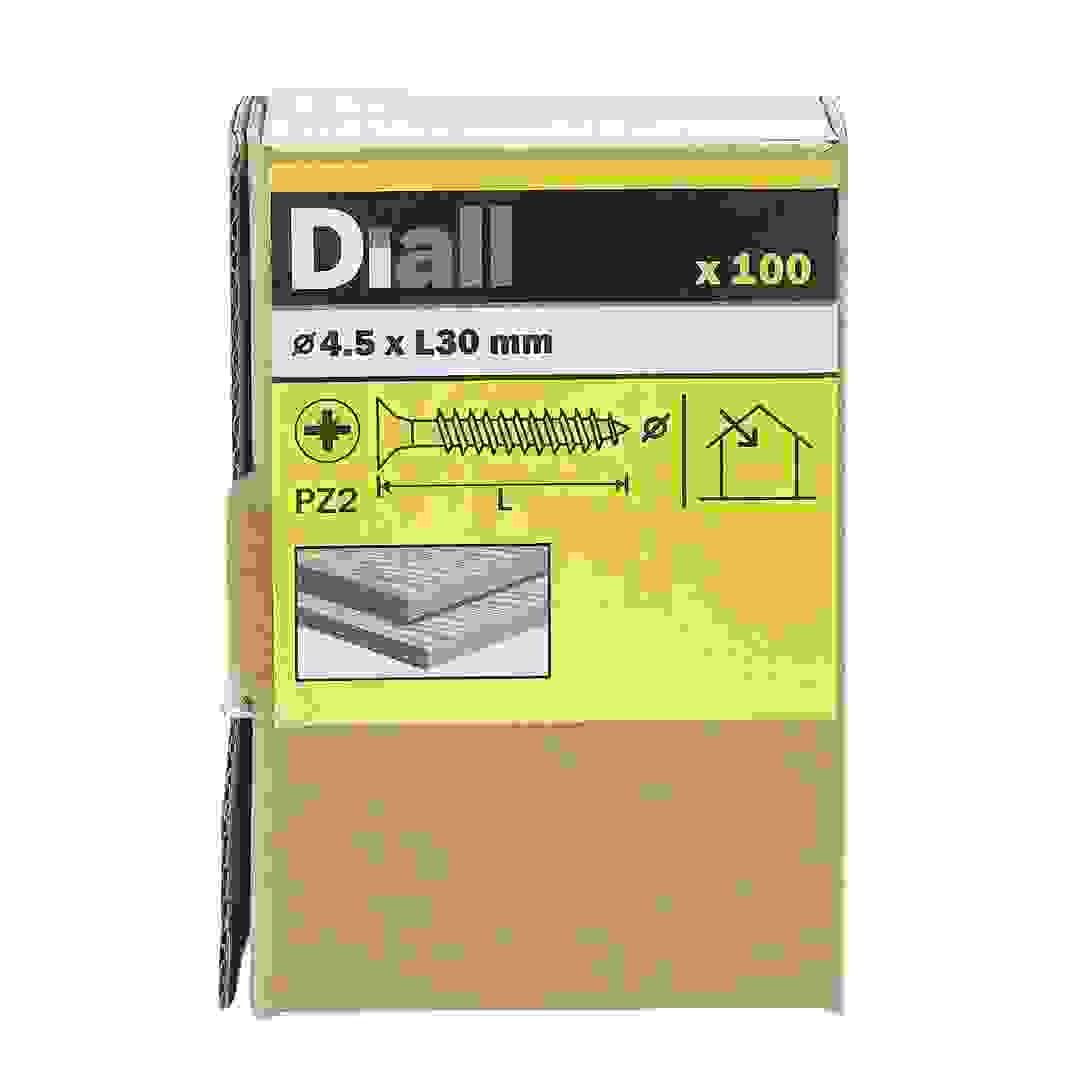 Diall Zinc-Plated Carbon Steel Wood Screw Pack (4.5 x 30 mm, 100 Pc.)