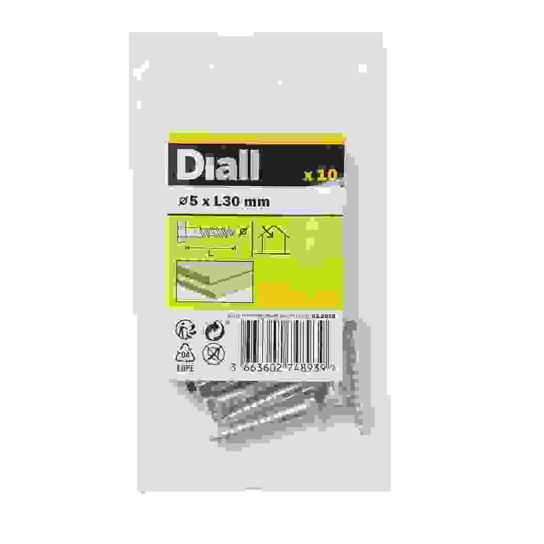 Diall Zinc-Plated Carbon Steel Hex Coach Screw Pack (5 x 30 mm, 10 Pc.)