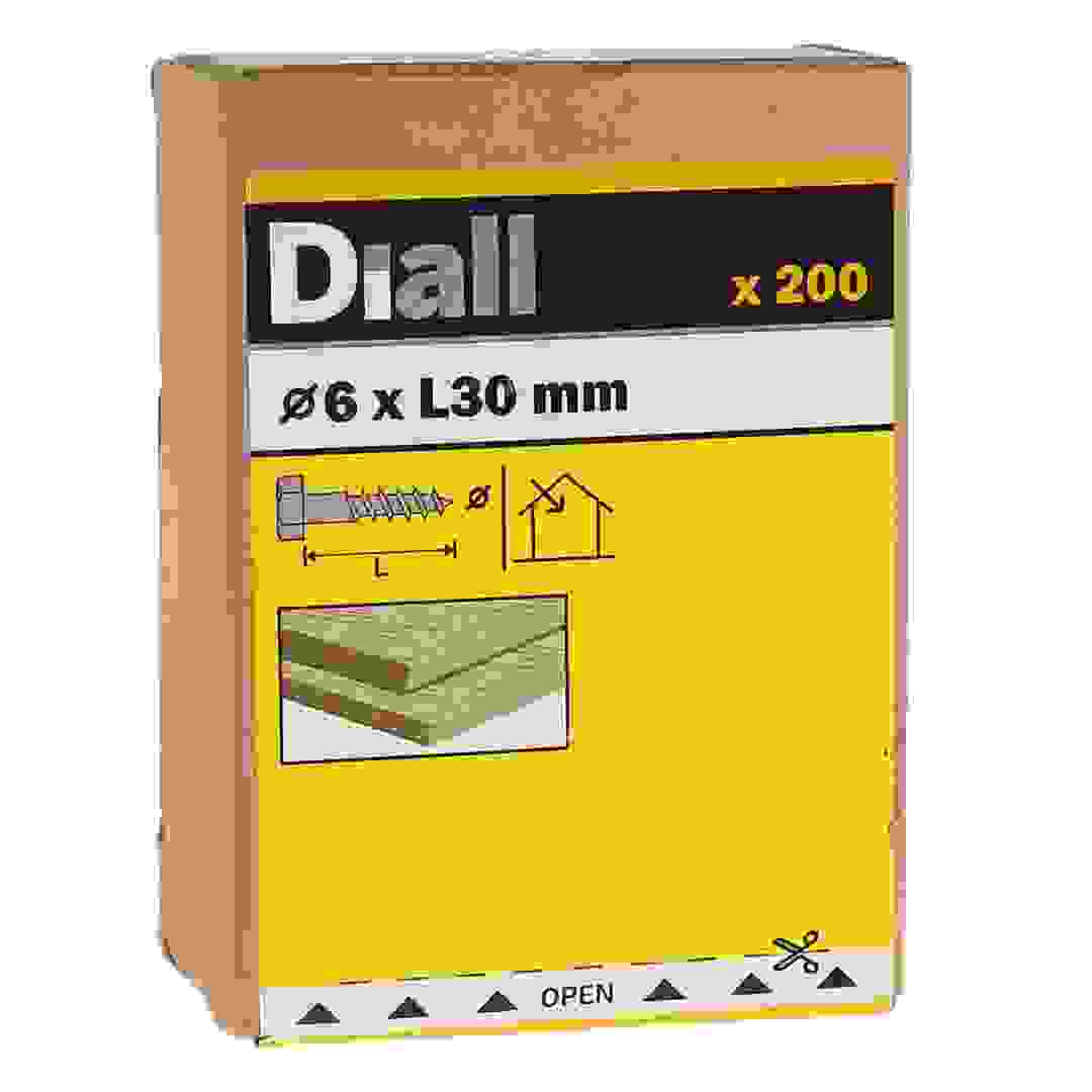 براغي تركيب سداسية فولاذ كربوني مطلي بالزنك ديال (200 قطعة، 6 × 30 ملم)