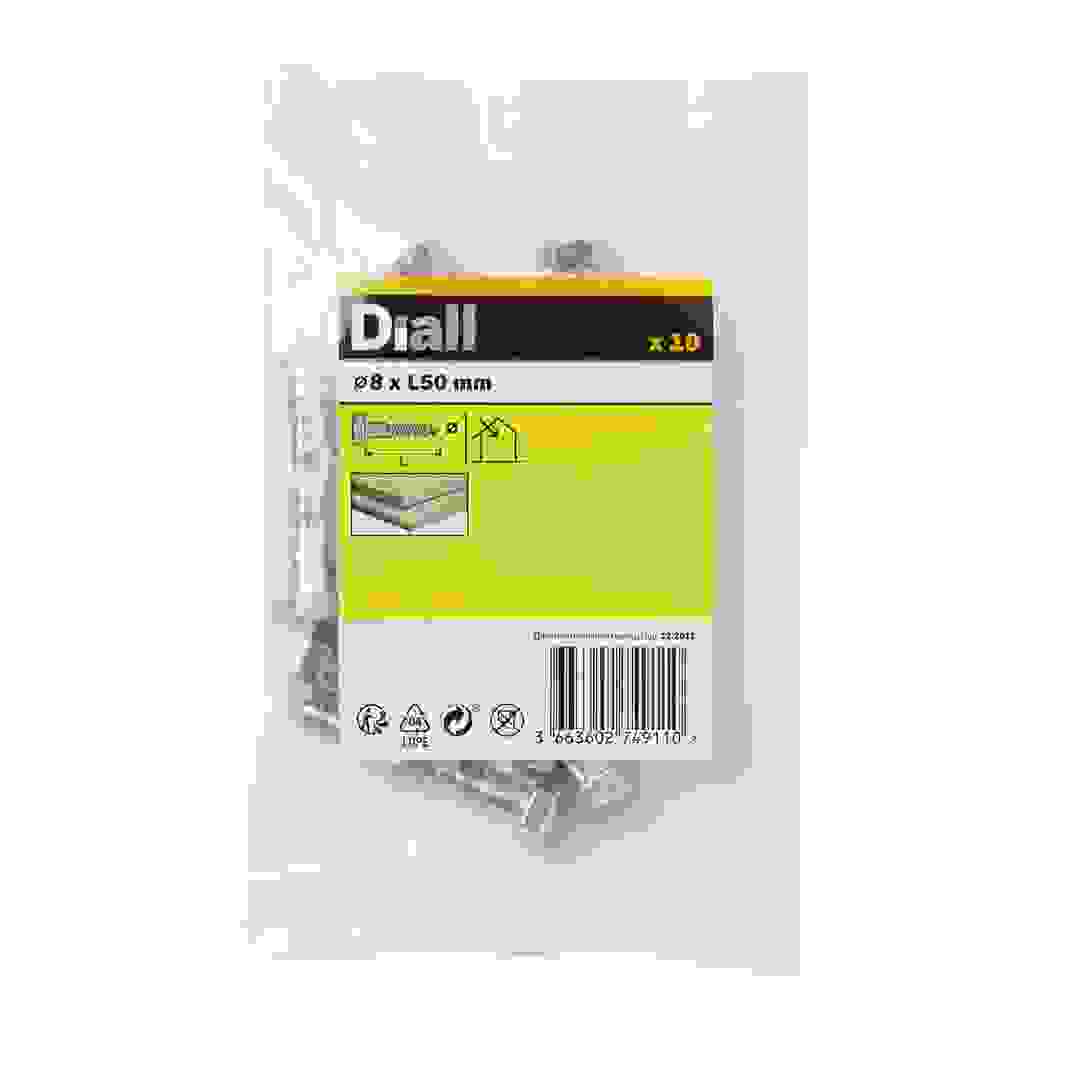 Diall Zinc-Plated Carbon Steel Hex Coach Screw Pack (8 x 50 mm, 10 Pc.)