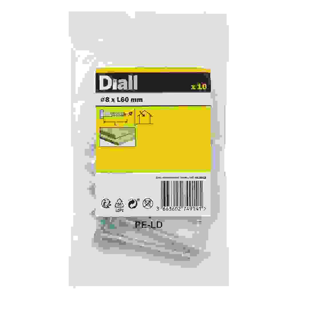 Diall Zinc-Plated Carbon Steel Hex Coach Screw Pack (8 x 60 mm, 10 Pc.)