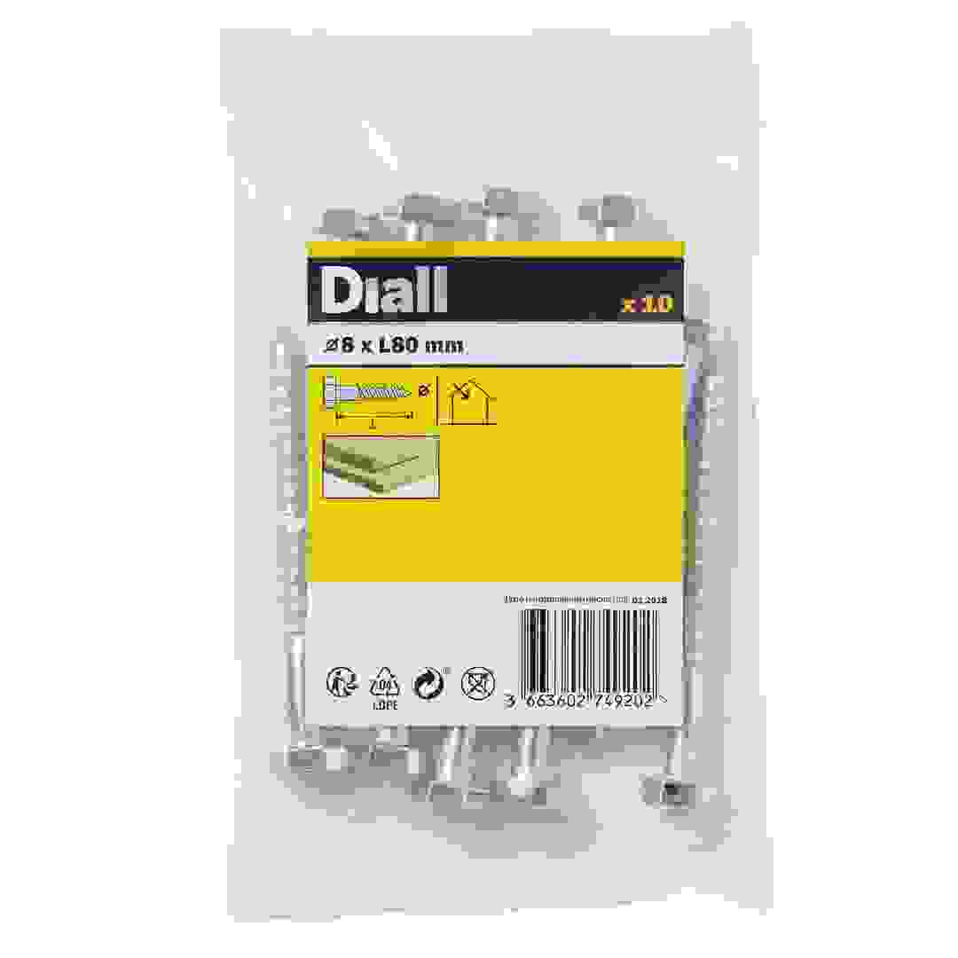 Diall Zinc-Plated Carbon Steel Hex Coach Screw Pack (8 x 80 mm, 10 Pc.)