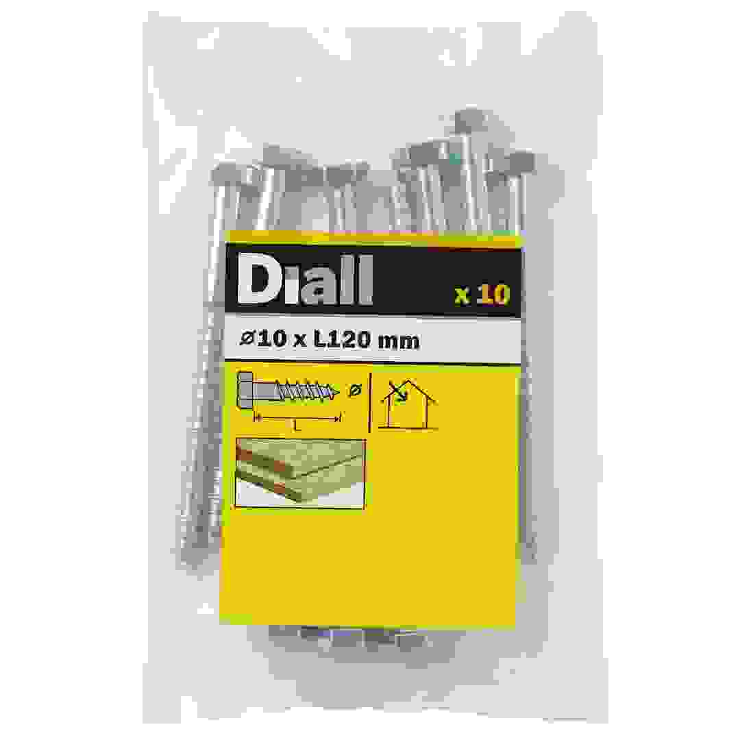 Diall Zinc-Plated Carbon Steel Hex Coach Screw Pack (10 x 120 mm, 10 Pc.)