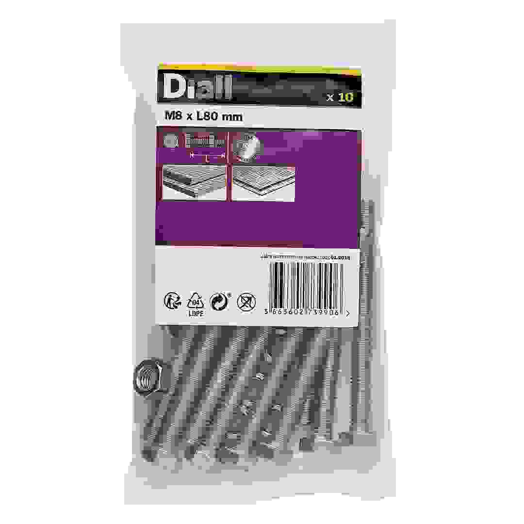 Diall Stainless Steel Hex Nut & Bolt Pack (M8 x 80 mm, 10 Pc.)