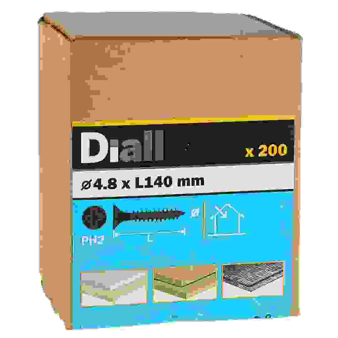 مجموعة براغي ألواح جصية رفيعة فولاذ كربوني ديال (140 × 4.8 ملم، 200 قطعة)