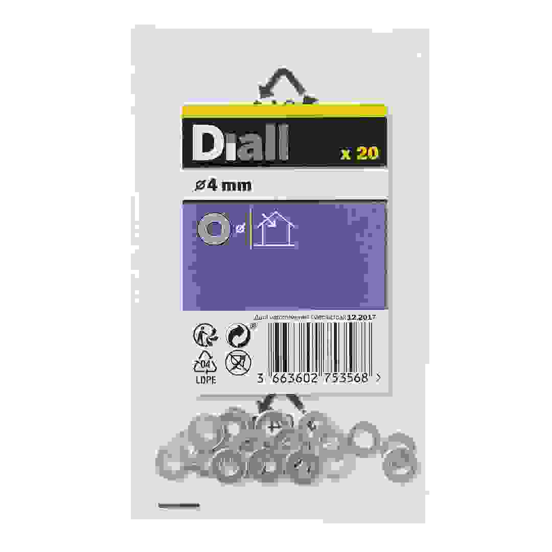 Diall Carbon Steel Medium Flat Washer Pack (M4, 20 Pc.)