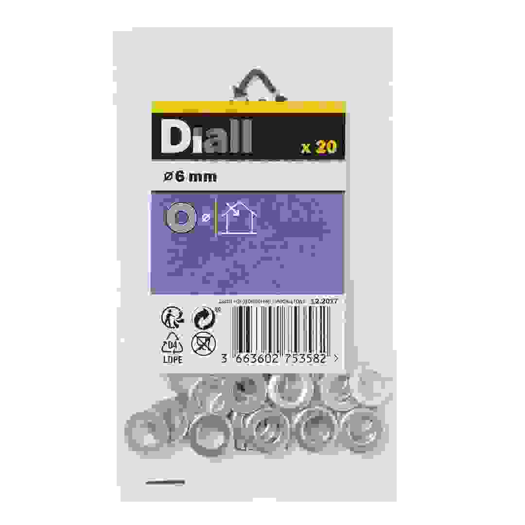 Diall Carbon Steel Medium Flat Washer Pack (M6, 20 Pc.)