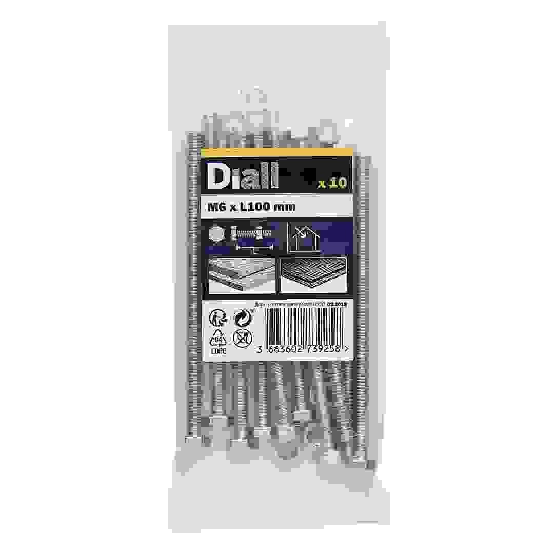 Diall Zinc-Plated Carbon Steel Hex Bolt & Nut Pack (M6 x 100 mm, 10 Pc.)
