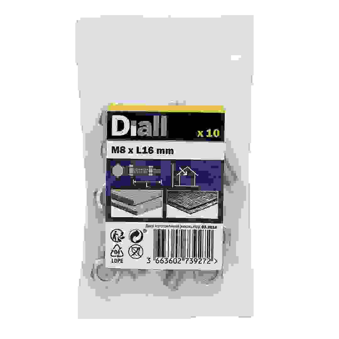 Diall Zinc-Plated Carbon Steel Hex Bolt & Nut Pack (M8 x 16 mm, 10 Pc.)