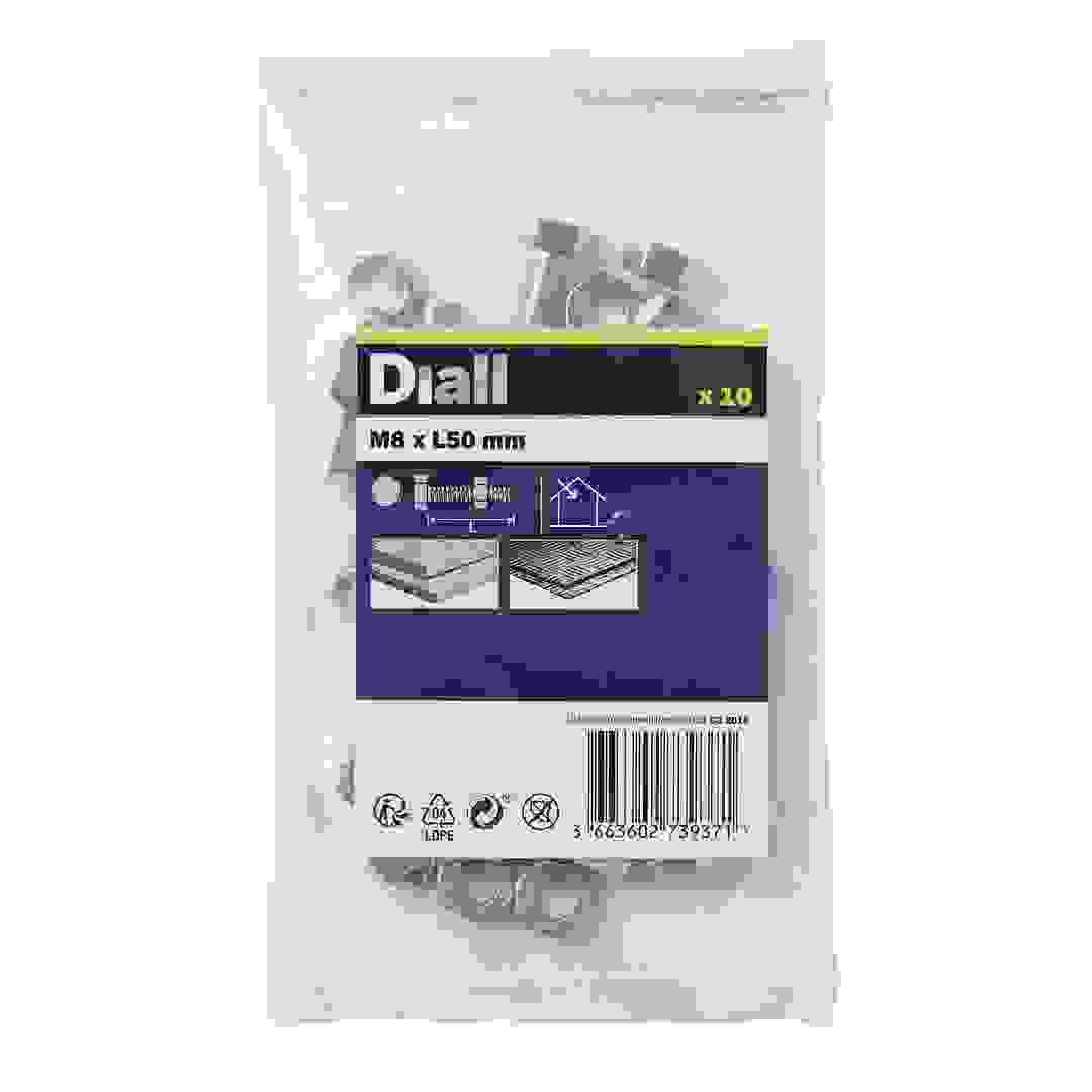 Diall Zinc-Plated Carbon Steel Hex Bolt & Nut Pack (M8 x 50 mm, 10 Pc.)