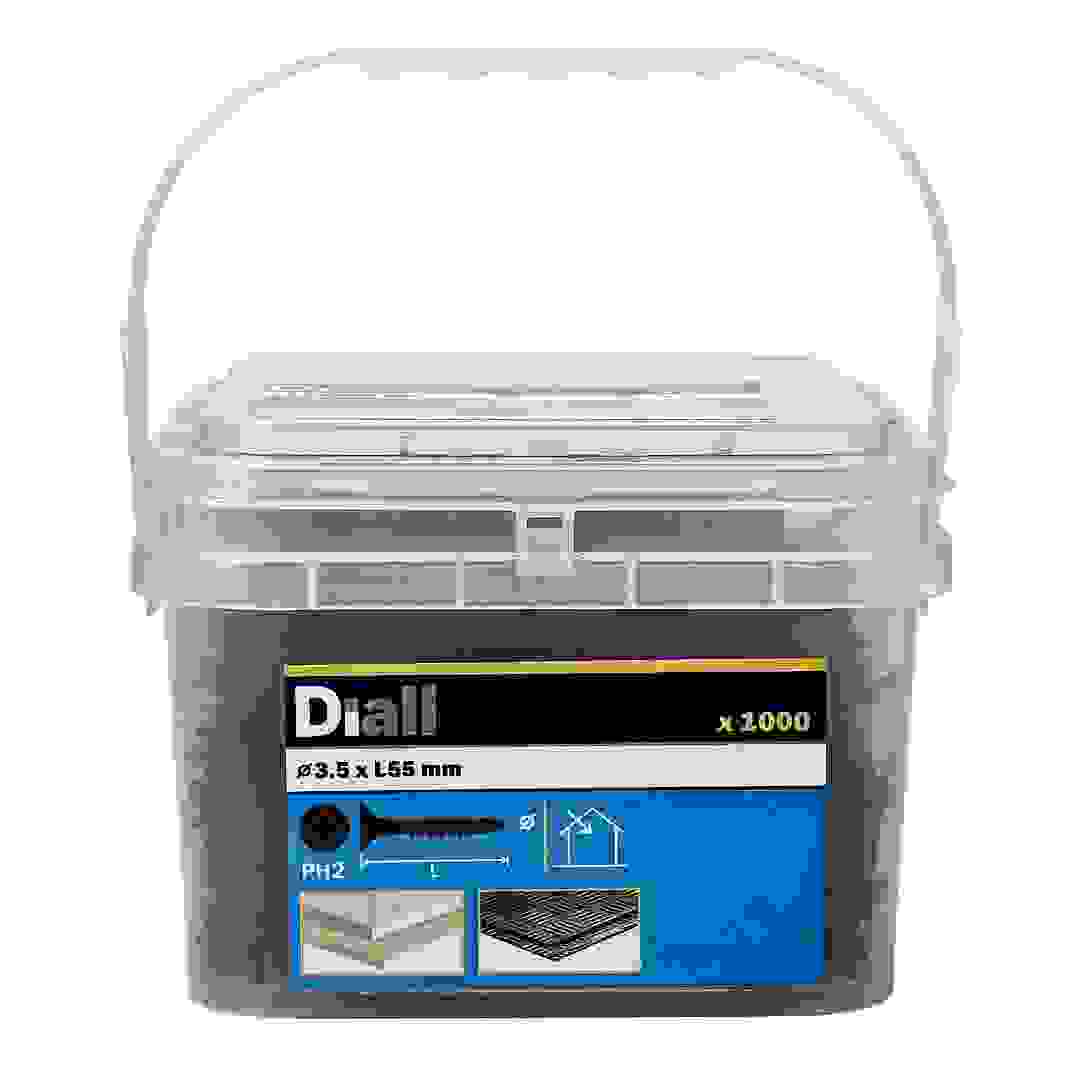 مجموعة براغي ألواح جصية رفيعة فولاذ كربوني ديال (55 × 3.5 ملم، 1000 قطعة)