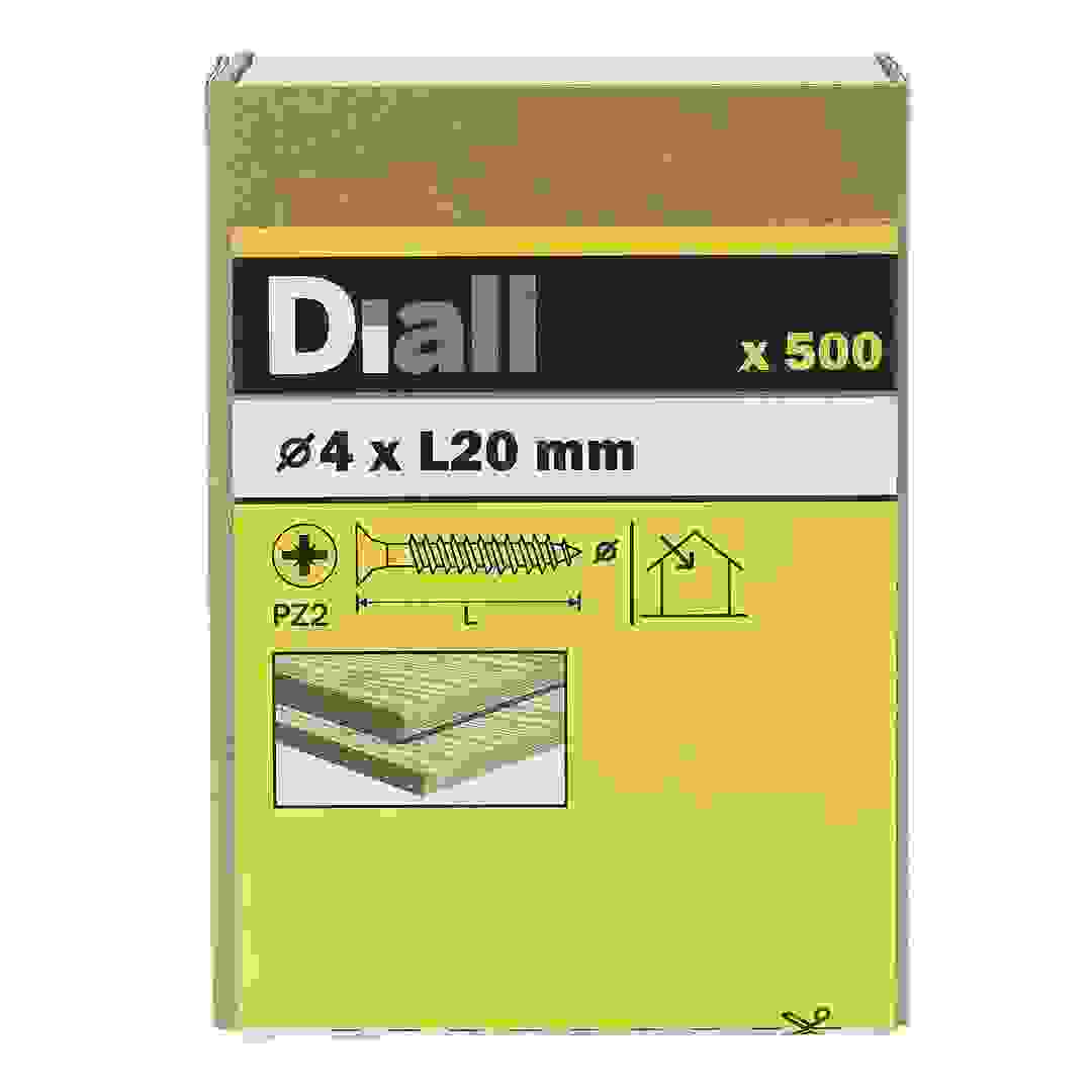 Diall Carbon Steel Wood Screw Pack (4 x 20 mm, 500 Pc.)
