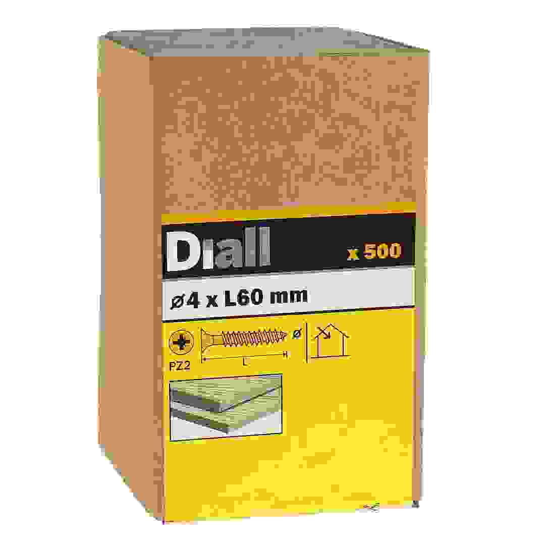 Diall Carbon Steel Wood Screw Pack (4 x 60 mm, 500 Pc.)