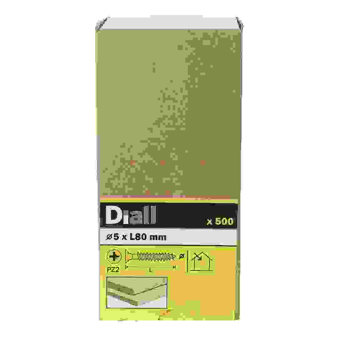 Diall Carbon Steel Wood Screw Pack (5 x 80 mm, 500 Pc.)