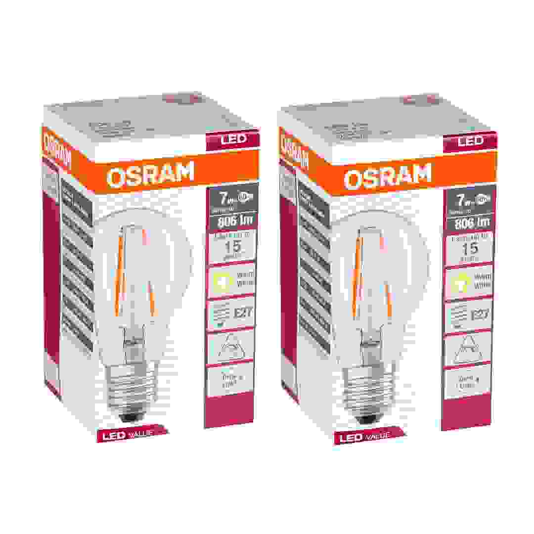 Osram Filament E27 LED Bulb Pack (7 W, Warm White, 2 Pc.)