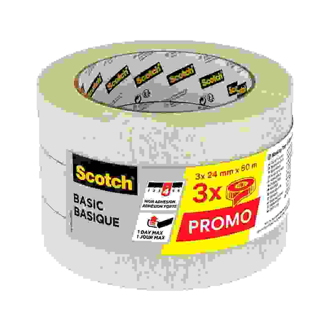 3M Scotch Basic Masking Tape Pack (2.4 x 5000 cm, 3 Pc.)