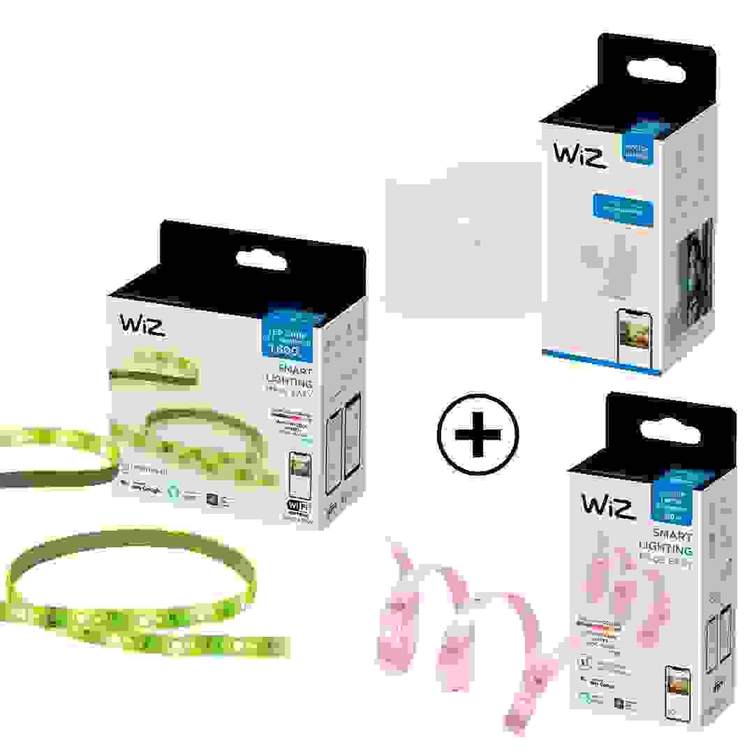Wiz Smart LED Light Strip Starter Kit (2 m, Colored) + Wiz Smart LED Strip Extension Kit (1 m) + Wiz Wireless Indoor Motion Sensor (Bundle)