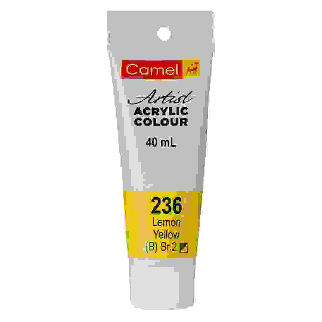 Camel Series 2 Artists' Acrylic Colour Paint Tube (40 ml, 236 Lemon Yellow)