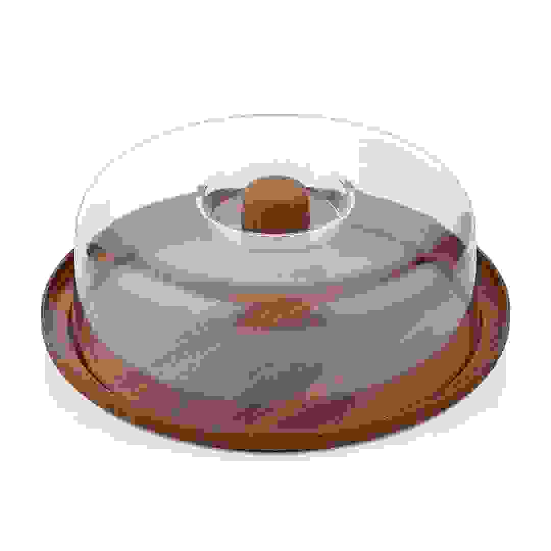 Evelin Wooden Cake Tray W/Cover