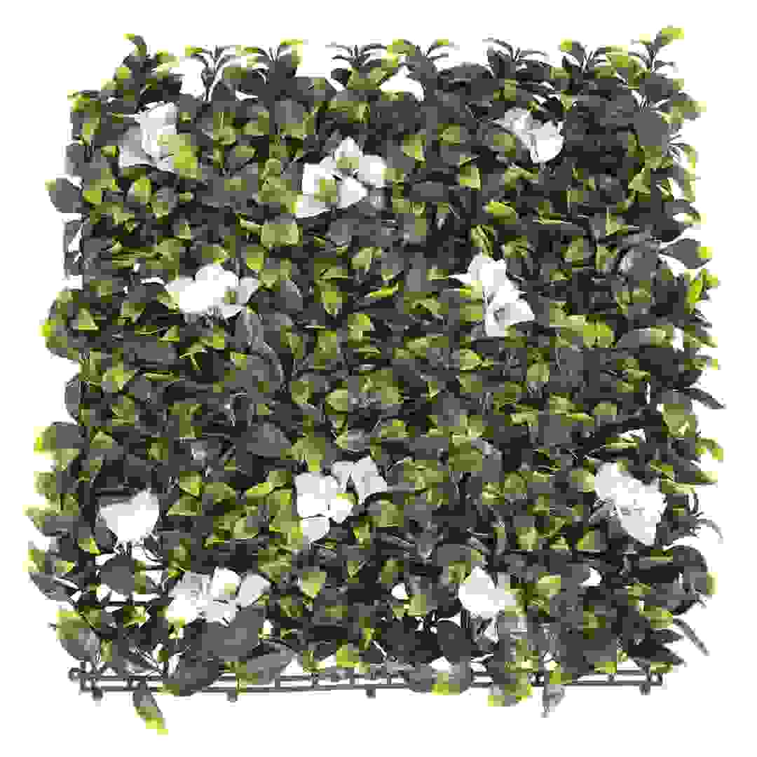 مربعات أوراق خضراء ديكورية مع أزهار بيضاء كبيرة (50 × 50 سم)